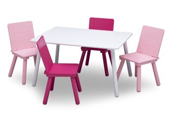Ensemble table et 4 chaises - Blanc/Rose 7