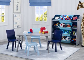 Ensemble table et 4 chaises - Gris/Bleu 2