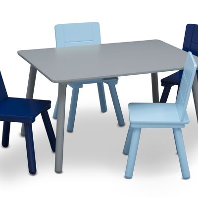 Table and 4 Chair Set - Grey/Blue
