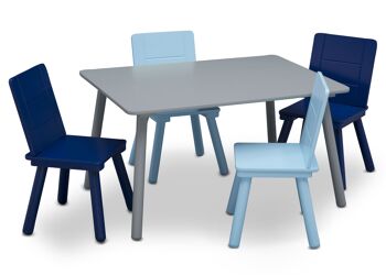 Ensemble table et 4 chaises - Gris/Bleu 1