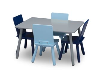 Ensemble table et 4 chaises - Gris/Bleu 3