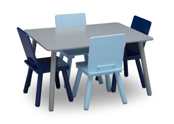 Ensemble table et 4 chaises - Gris/Bleu 7