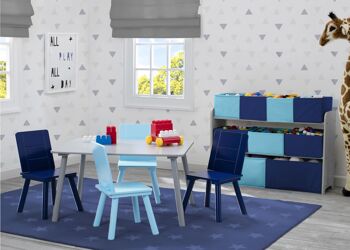 Ensemble table et 4 chaises - Gris/Bleu 5