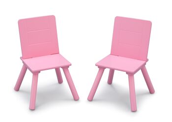 Table de rangement et ensemble de 2 chaises - Blanc/Rose 3