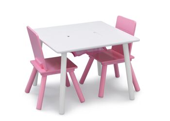 Table de rangement et ensemble de 2 chaises - Blanc/Rose 5