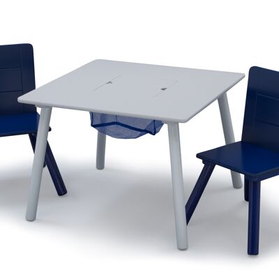 Storage Table and 2 Chair Set - Blue/Grey