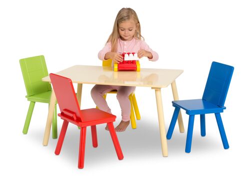 Table and 4 Chair Set - Natural/Primary