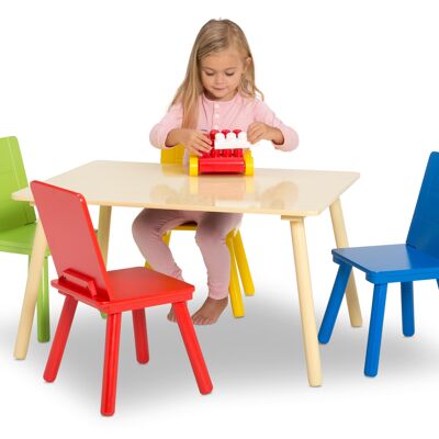 Table and 4 Chair Set - Natural/Primary