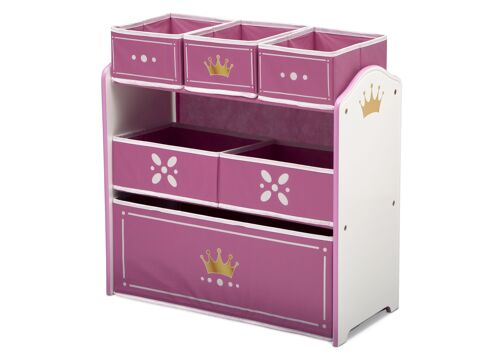 Princess Crown Multi Bin Toy Organizer - White/Pink