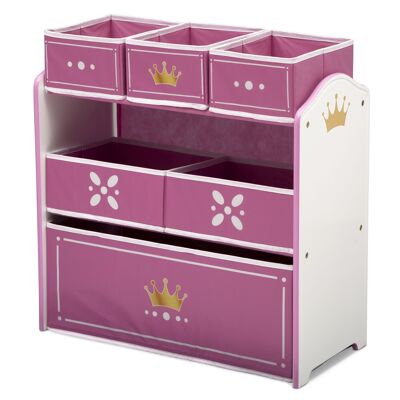 Princess Crown Multi Bin Toy Organizer - White/Pink