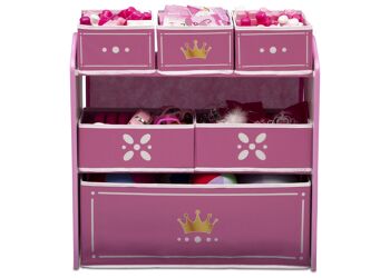 Organisateur de jouets à bacs multiples Princess Crown - Blanc/Rose 2