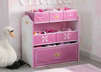 Organisateur de jouets à bacs multiples Princess Crown - Blanc/Rose 7