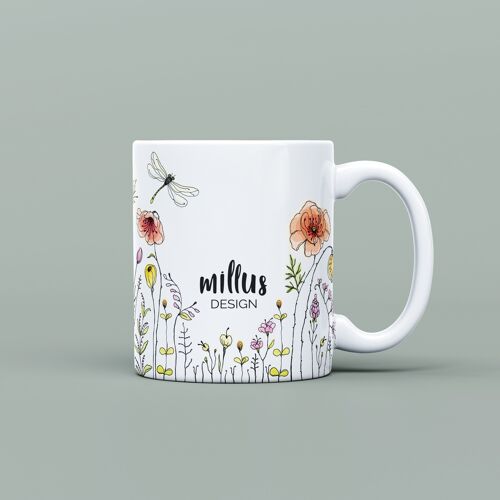 Mug "Fleurs des champs" blanc
