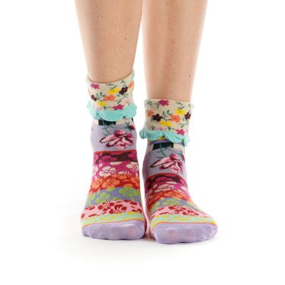 WOMEN'S CUFFED HOLLYHOCK SOCKS