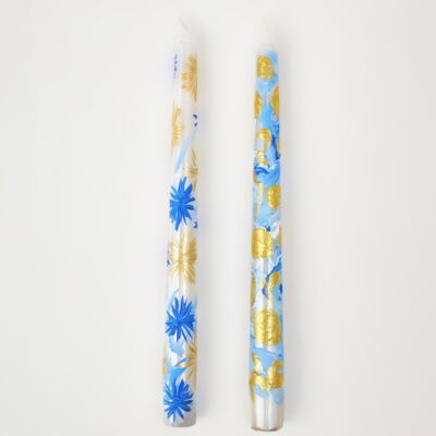 Hand Painted Floral Taper Candle Set III