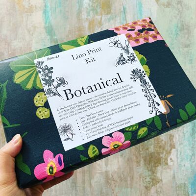 Botanical Linocut Kit, UK made, includes handmade papers, unique artist mixed colours & video tutorials
