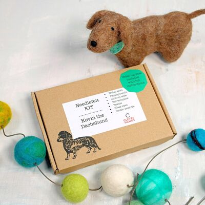 Needlefelt Kit Dachshund 'Kevin' includes FREE video tutorial via Youtube with Artist Catherine Carmyllie