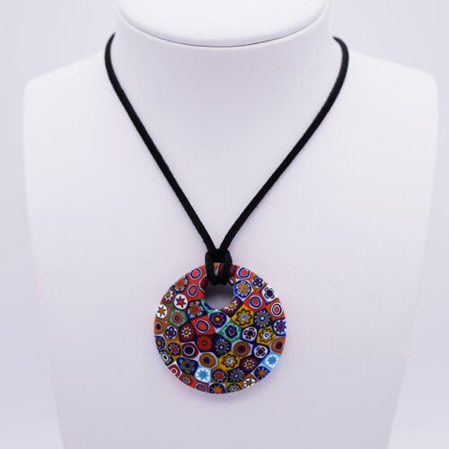 collier en verre de Murano en murrine galbé mat multicolore