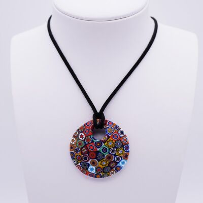 Halskette aus Muranoglas in mehrfarbiger, matt gebogener Murrine