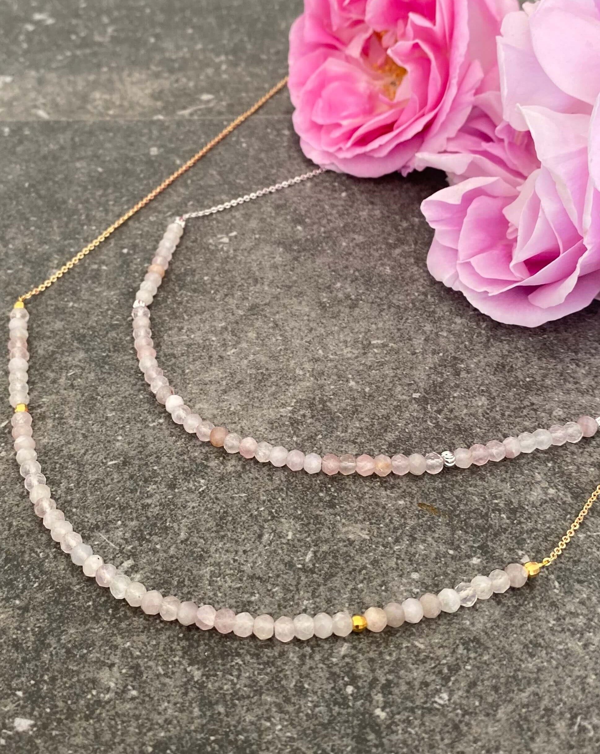 Halskette N°4 - Freyja - Rosa Quarz