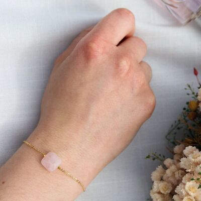 Bracelet N°4 - Carré - Freyja - Quartz Rose