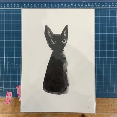 Black Inky Kitten A4