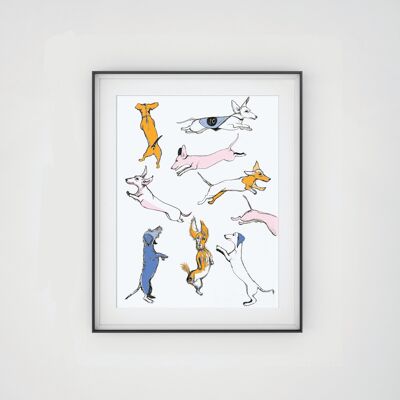 FLASH SALE ON DIGITAL PRINTS - A3 DANCING DACHSHUNDS