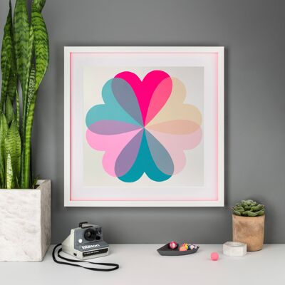 Hearts & Flowers | Large | Teal & Neon Pink