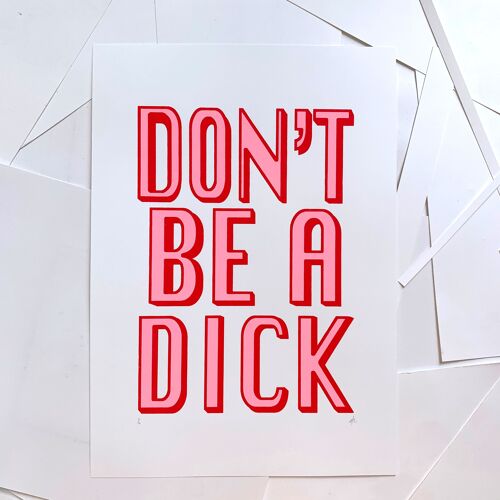 A3 | Don't Be A Dick | Screen Print | PINK & RED