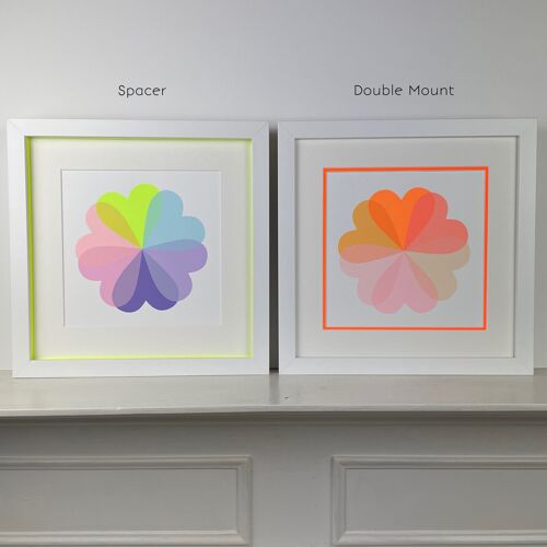 LARGE SQUARE FRAME - White Frame + DOUBLE MOUNT (white + Specify 2nd Colour)