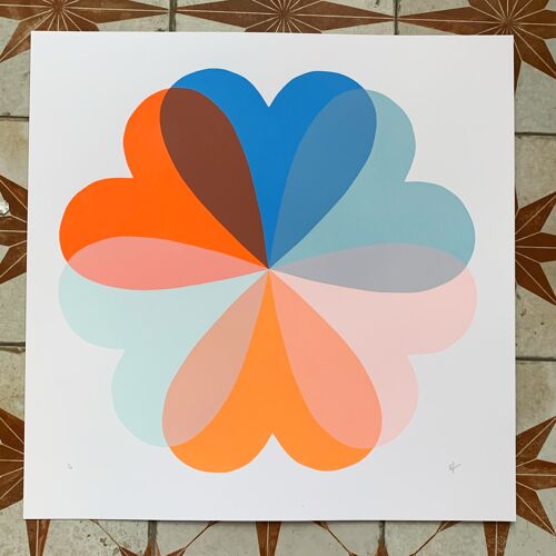 Hearts & Flowers | Large | Orange & Blue