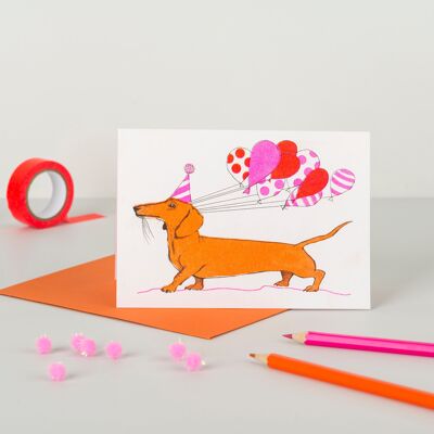 Sausage Dog Greetings Card