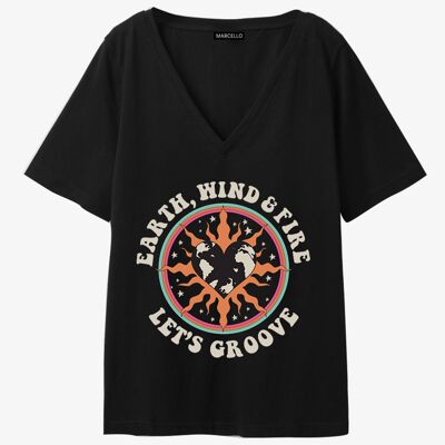 Schwarzes T-Shirt mit V-Ausschnitt von Le Groove T-Shirt