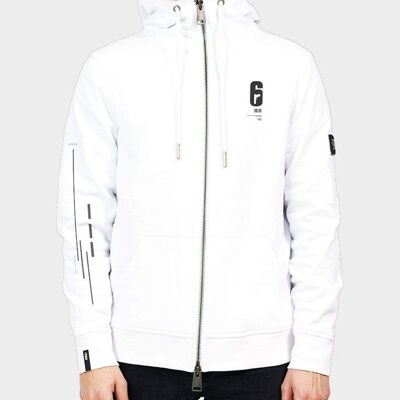 6 Siege White Zip Hood