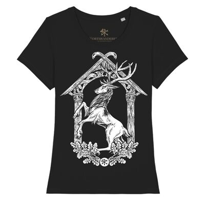 T-shirt femme - Blason au Cerf - Noir charbon