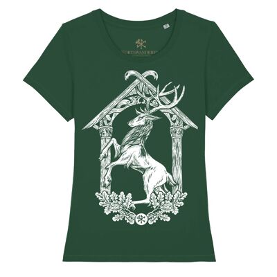 T-shirt femme - Blason au Cerf - Vert ancien