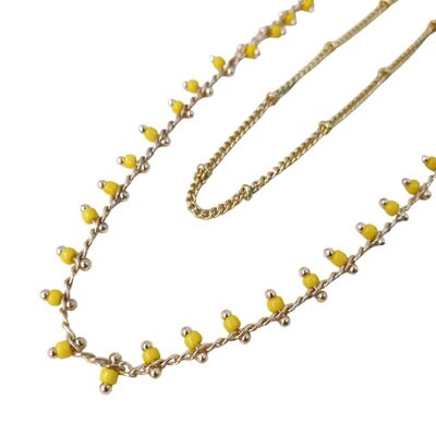 Yellow Rocaille Double Chain Necklace