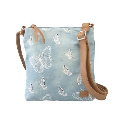 Borsa a tracolla "Jeans Butterfly" di colore blu