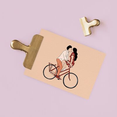 Love in bike . carte postale A6