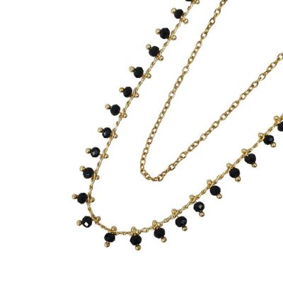 Black Rocaille Double Chain Necklace