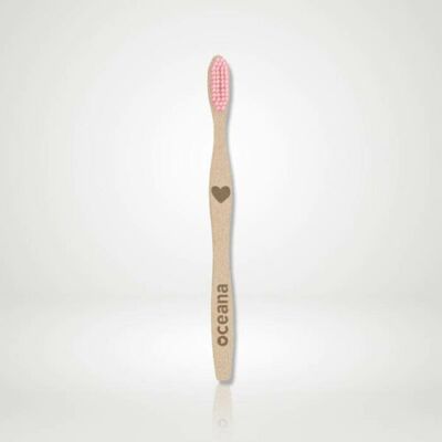 Brosse à dents en bambou rose biodégradable pour enfants