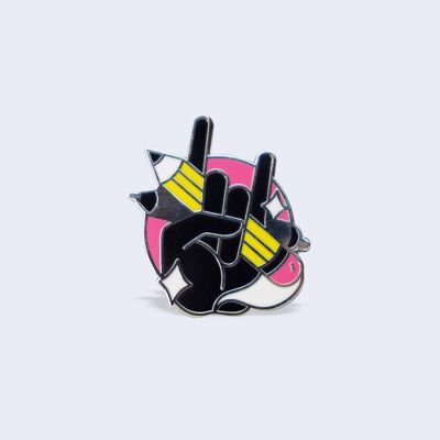 Artist hard enamel pin in pink, Gift for artists & designers