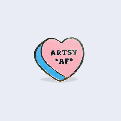 Broche en émail dur Artsy AF en rose, broche pour artistes