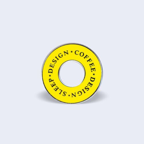 Design and Coffee hard enamel pin, Yellow graphic design pin