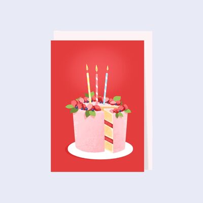 Happy Birthday greeting card with illustrated cake