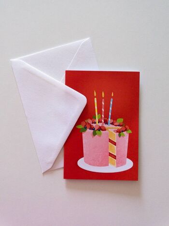 Carte de voeux joyeux anniversaire avec gâteau illustré 3