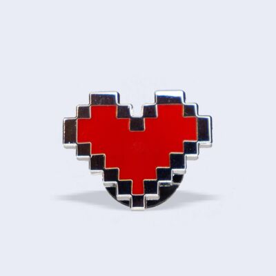 Roter Pixel-Herz-Hartemaille-Pin, Geschenk für einen Gamer, Gamer-Pin