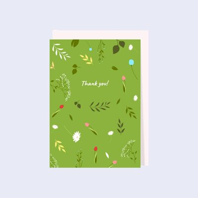 Thank you card with plants and flowers