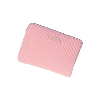 Hülle 13" / Ipad Pro / MacBook, gesteppt mit rosa Baumwollgaze