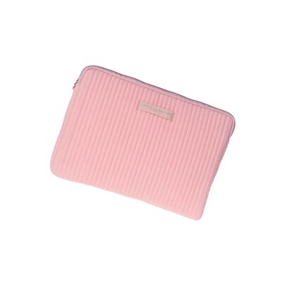 Custodia 13" / Ipad pro / macbook trapuntata in garza di cotone rosa